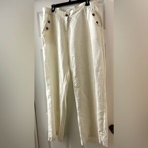 ELAN 100% Linen Wide Leg Pants